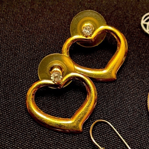 Vintage 80s/90s Heart Earring/Charm Rhinestone Collection Set - Picture 6 of 6